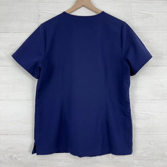 Figs Casma‎ Scrub Top Women L Navy Blue Three Pocket Short Sleeve Nurse Medical - Picture 6 of 14